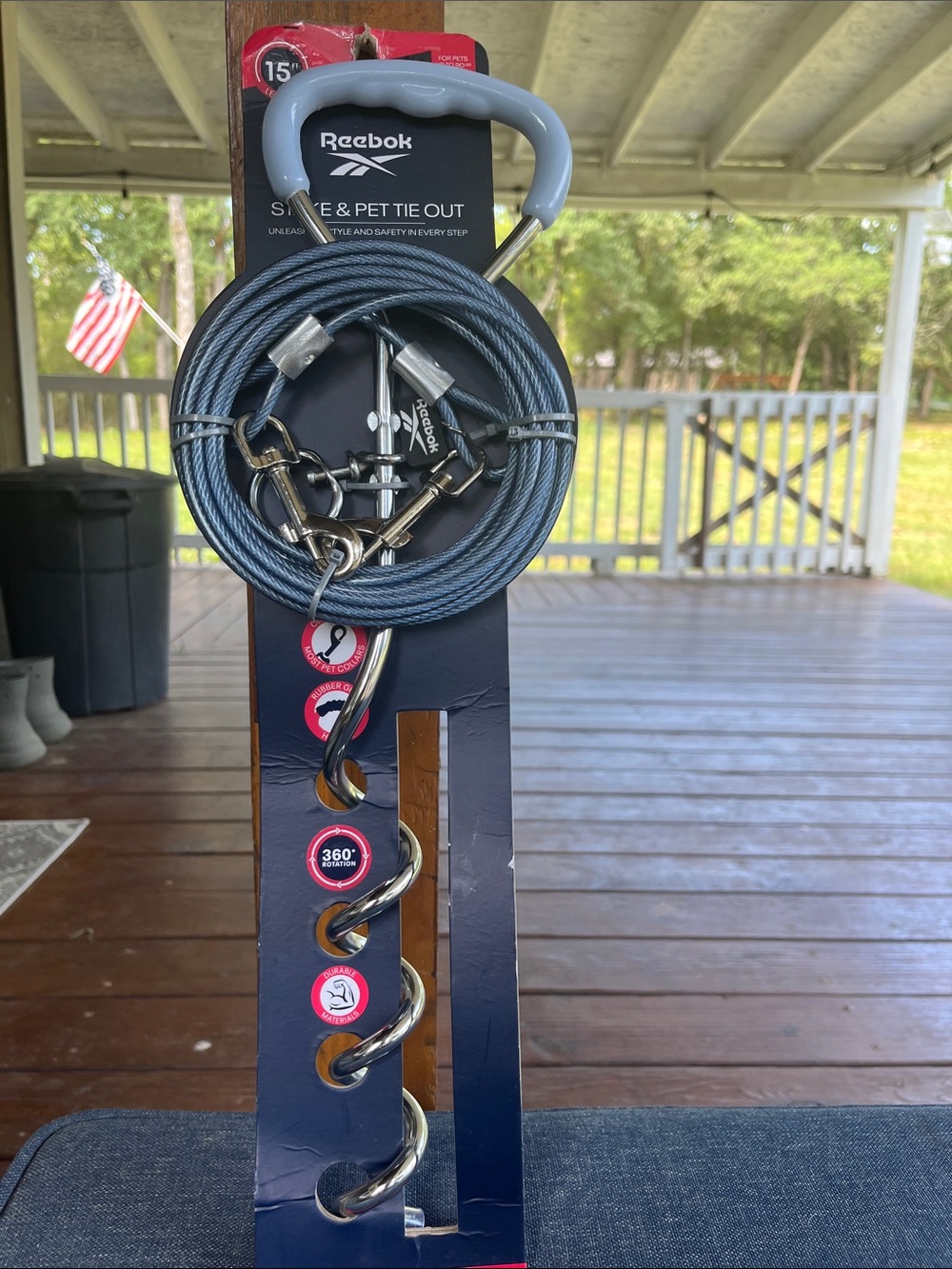 Reebok Gray Steel Pet Tie-Out Cable with Handle